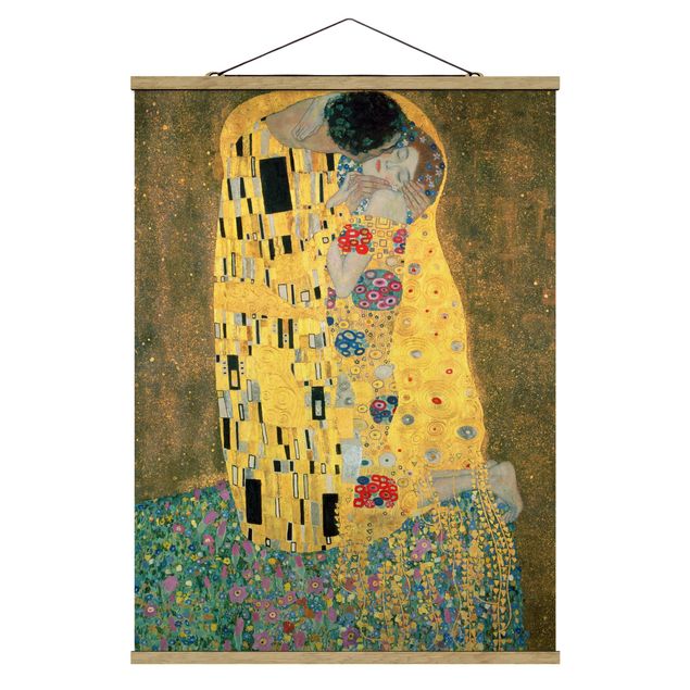 Foto su tessuto da parete con bastone - Gustav Klimt - Il bacio - Verticale 4:3