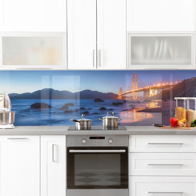 pannello adesivo per cucina Ponte del Golden Gate al tramonto