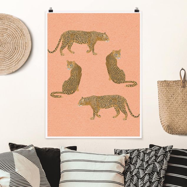 Poster cameretta bambini animali Illustrazione - Leopardo Rosa Pittura