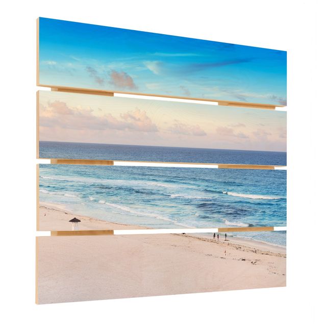Stampa su legno - Cancun Ocean Sunset - Quadrato 1:1