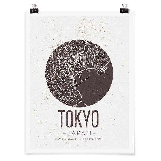 Poster - Mappa Tokyo - Retro - Verticale 4:3