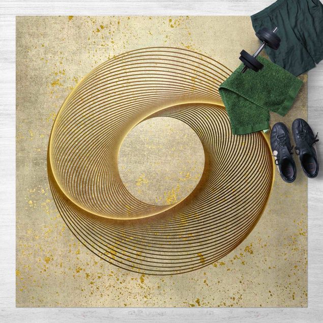 Tappeto per balcone Line Art Spirale circolare Oro