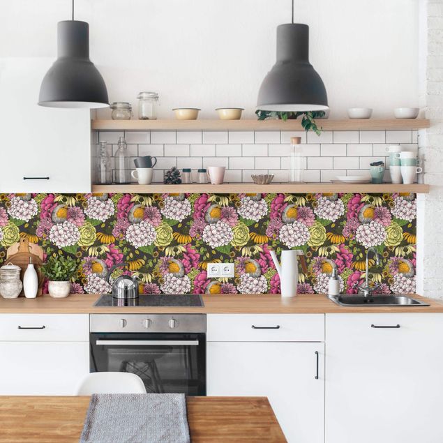 Rivestimenti cucina di plastica Pettirosso con fiori