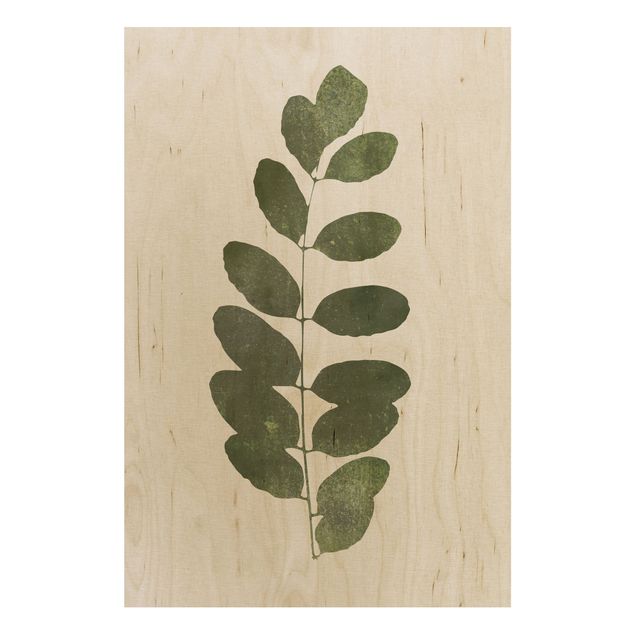 Stampa su legno - Mondo vegetale grafico - Verde scuro - Verticale 3:2
