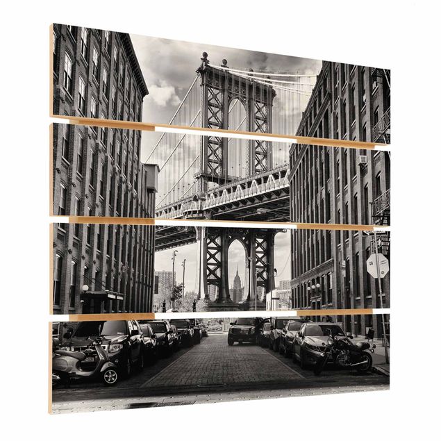 Stampa su legno - Manhattan Bridge In America - Quadrato 1:1