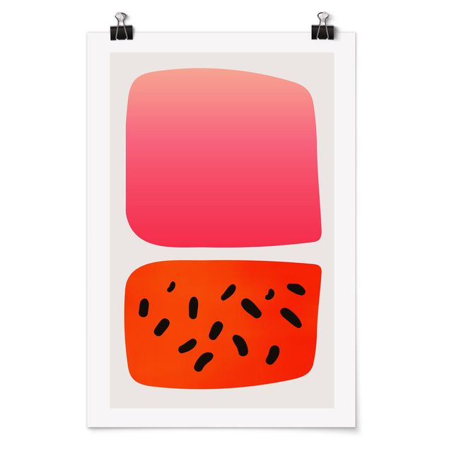 Poster - Forme astratte - melone e rosa - Verticale 3:2