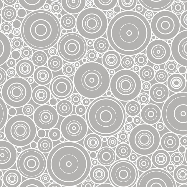 Pellicola adesiva - Disegni a cerchio retrò anni 60 in grigio chiaro e bianco