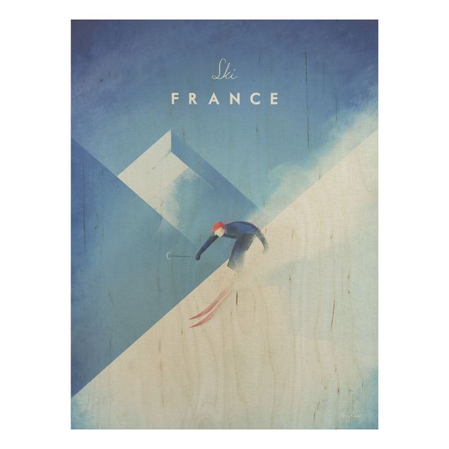 Stampa su legno - Viaggi Poster - Sciare in Francia - Verticale 4:3