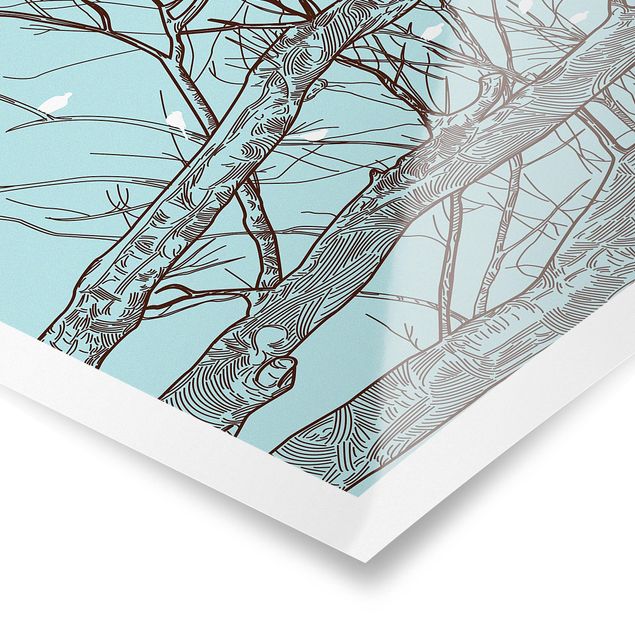 Poster - winter Trees - Quadrato 1:1