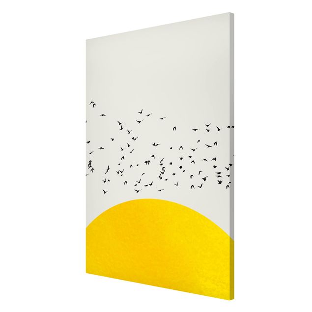 Lavagna magnetica - Stormo di uccelli davanti al sole dorato