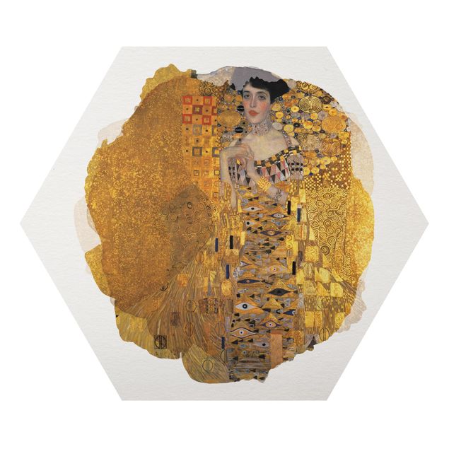 Esagono in Alluminio Dibond - Acquerelli - Gustav Klimt - Ritratto di Adele Bloch-Bauer I