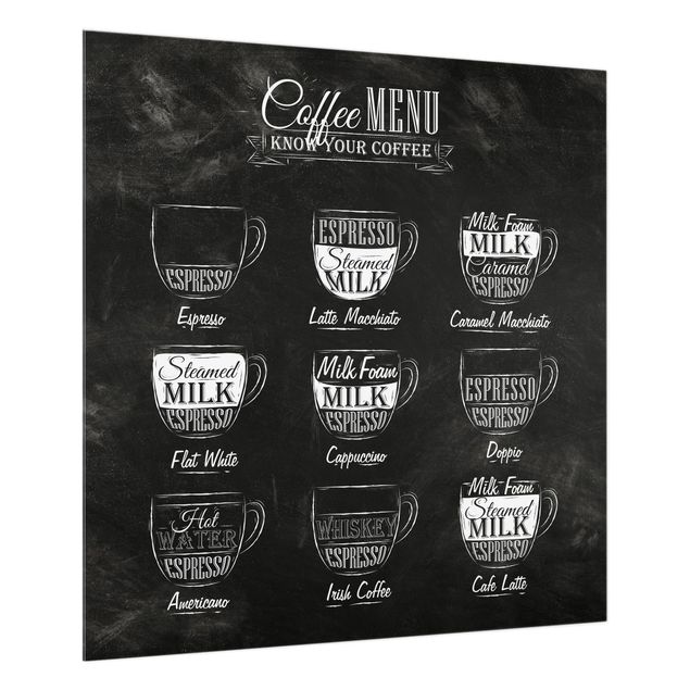 Paraschizzi in vetro - Coffees chalkboard