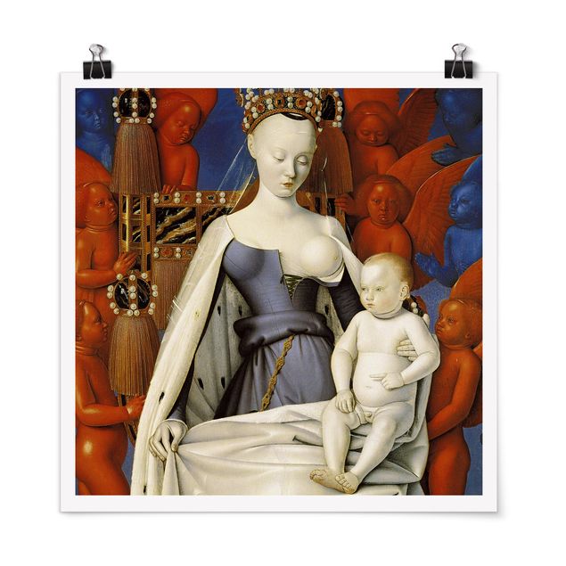 Poster - Jean Fouquet - La Madonna in trono - Quadrato 1:1