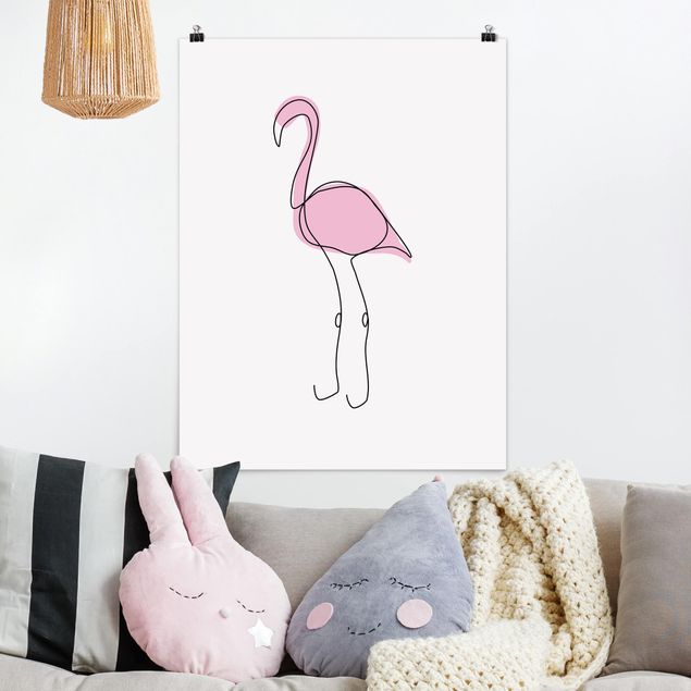 Poster - Flamingo Line Art - Verticale 4:3