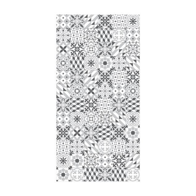 Tappeti in vinile - Mix di piastrelle geometriche grigio - Verticale 1:2