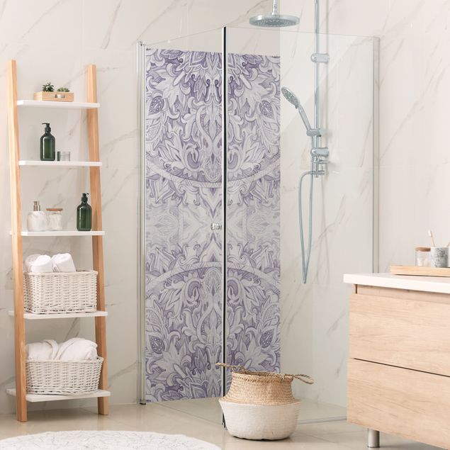 Rivestimenti per doccia disegni Mandala acquerello ornamento viola