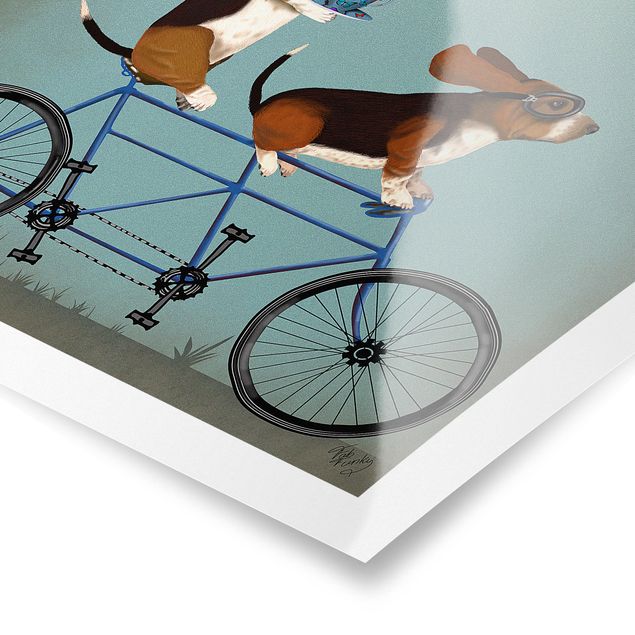 Poster - In bicicletta - Tandem Bassets - Quadrato 1:1
