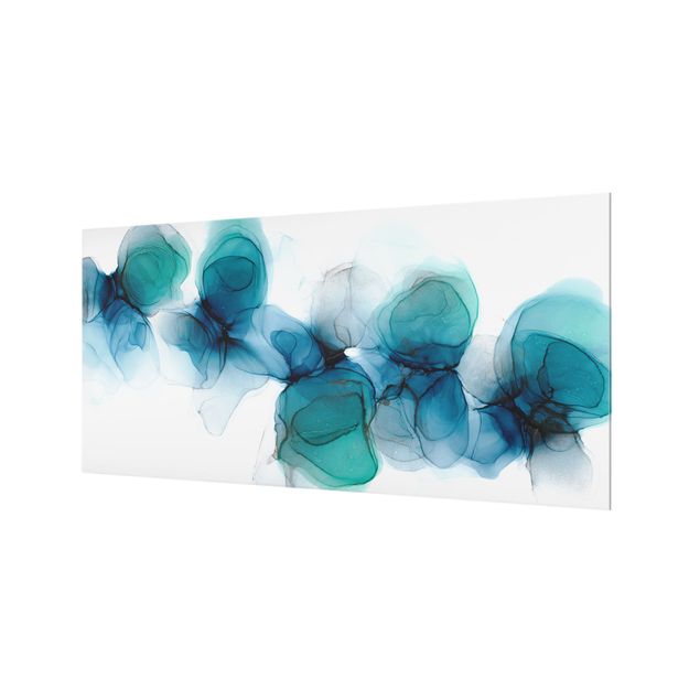 Paraschizzi in vetro - Fioriture selvagge in blu e oro - Formato orizzontale 2:1
