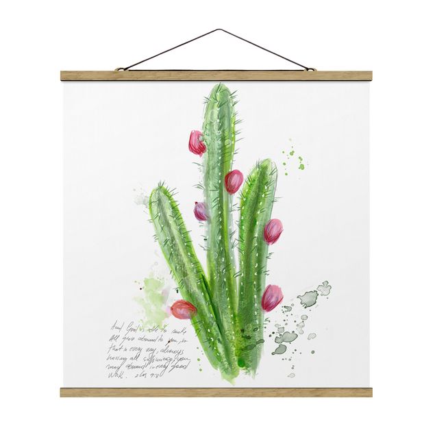 Quadro su tessuto con stecche per poster - Cactus Con Bible Verses II - Quadrato 1:1