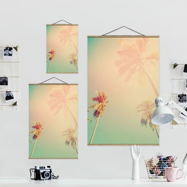 Foto su tessuto da parete con bastone - Piante tropicali palme al tramonto III - Verticale 3:2