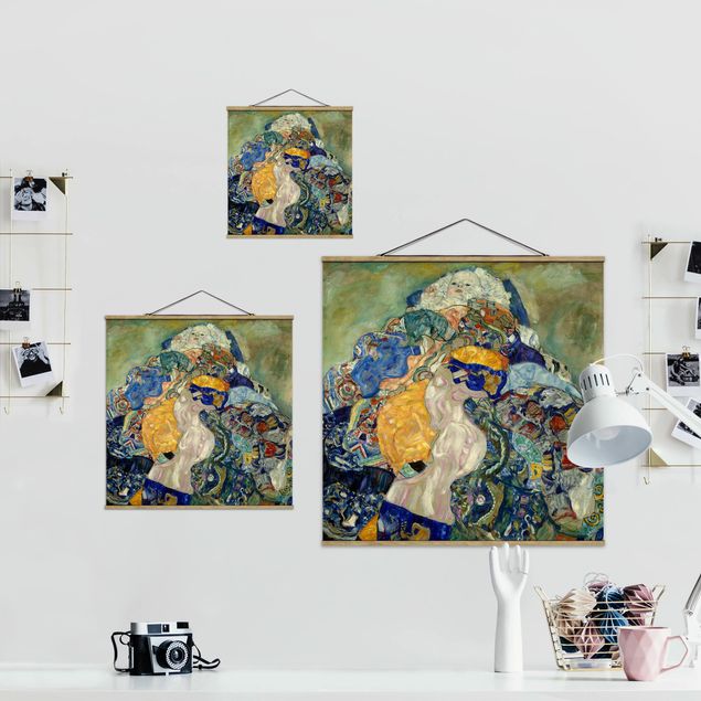 Quadro su tessuto con stecche per poster - Gustav Klimt - Baby (culla) - Quadrato 1:1