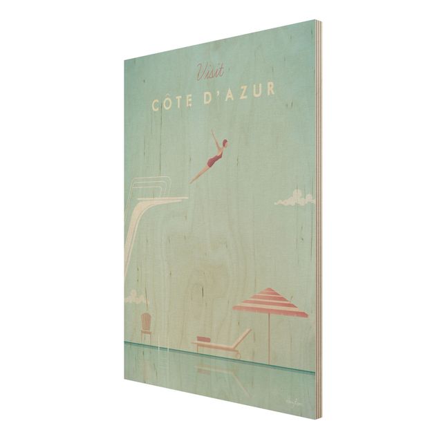 Stampa su legno - Poster Viaggi - Côte d'Azur - Verticale 4:3