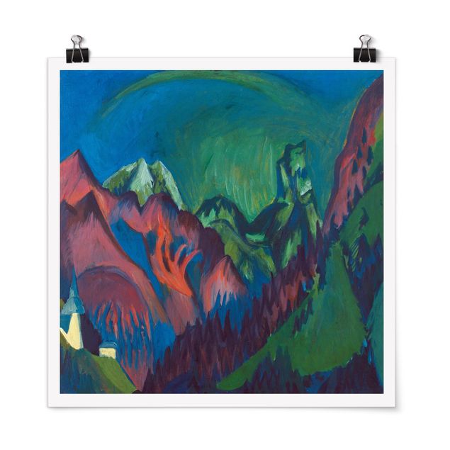 Poster - Ernst Ludwig Kirchner - Treni canyon a Monstein - Quadrato 1:1
