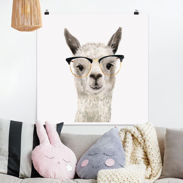 Poster cameretta bambini animali Hip Lama con occhiali I