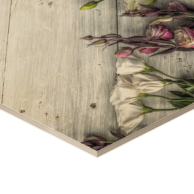 Esagono in legno - Tulip Rose Shabby Woodlook