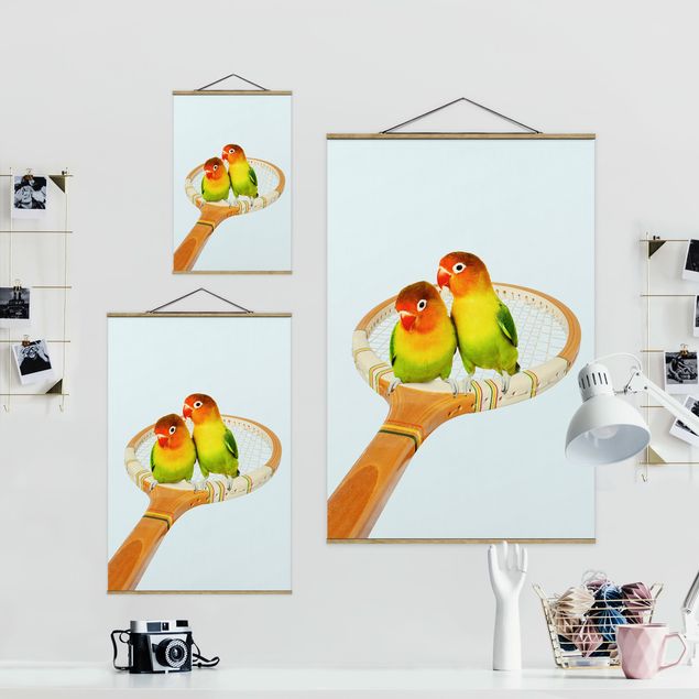 Foto su tessuto da parete con bastone - Tennis Con Uccelli - Verticale 3:2