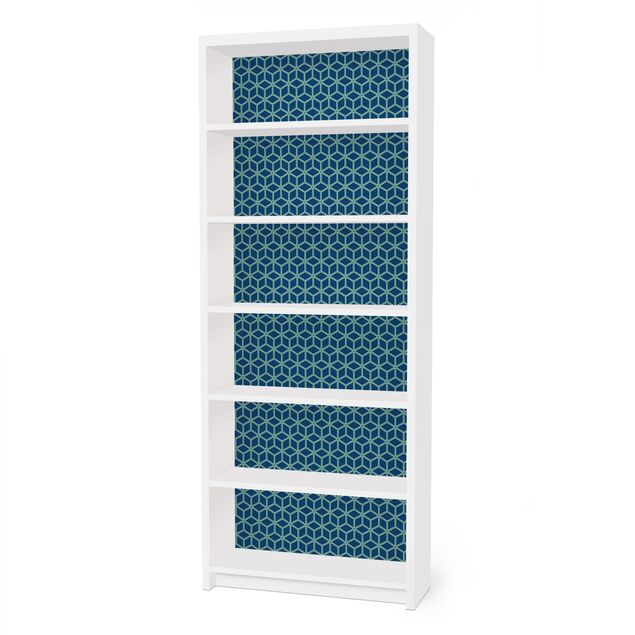 Carta adesiva per mobili IKEA - Billy Libreria - Cube pattern blue