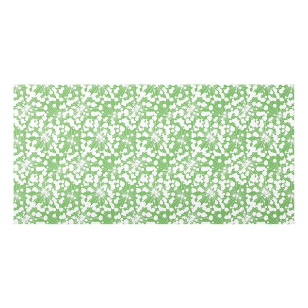 Paraschizzi in vetro - Trama naturale di soffioni con punti su sfondo verde - Formato orizzontale 2:1