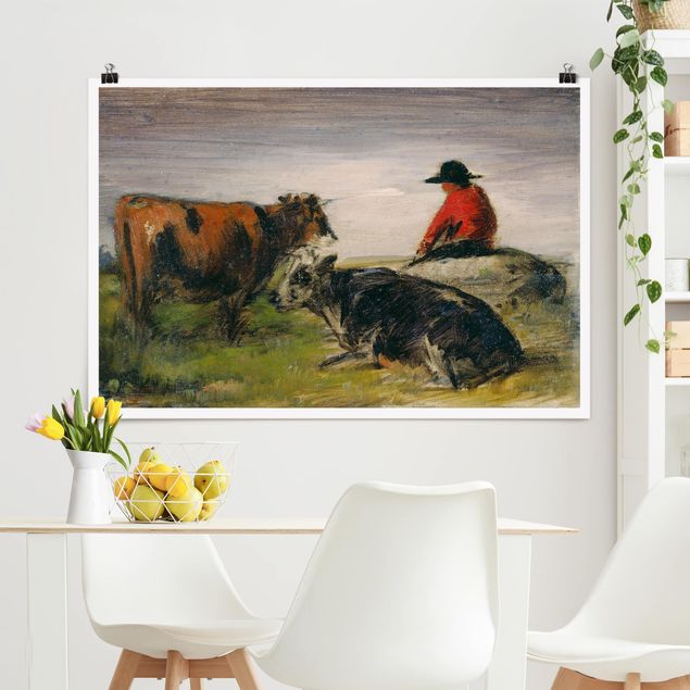 stampe animali Wilhelm Busch - Pastore con le mucche