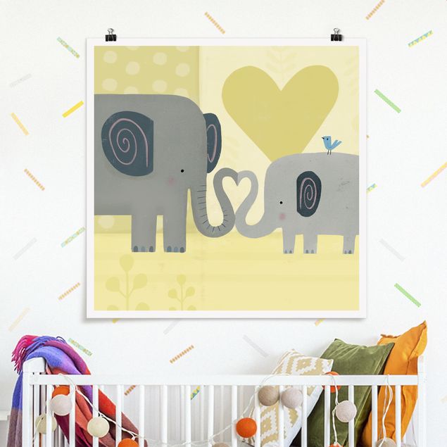 Poster cameretta bambini animali Io e la mamma - Elefanti