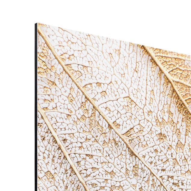 Stampa su alluminio - Struttura delicata di foglie in oro