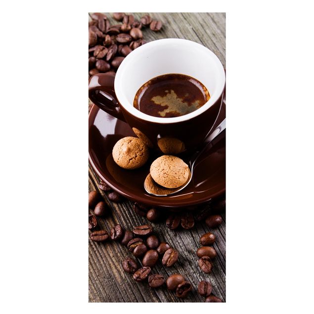 Lavagna magnetica - Fagioli della tazza di caffè con il caffè - Panorama formato verticale