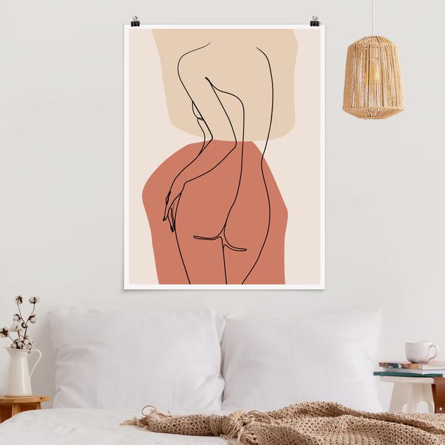 Poster - Line Art Woman Back Brown - Verticale 4:3