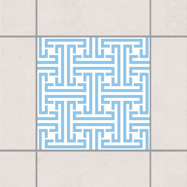Adesivo per piastrelle - Decorative Labyrinth Light Blue 15cm x 15cm