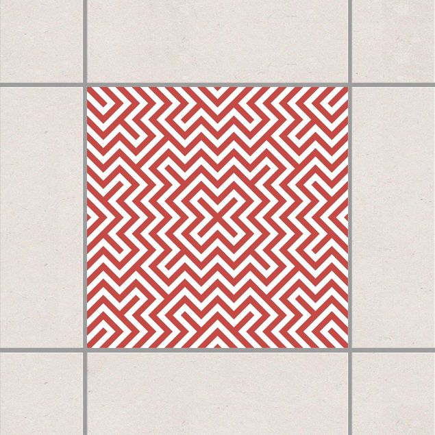 Adesivo per piastrelle - Geometric stripe pattern Red 25cm x 20cm