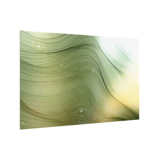 Paraschizzi in vetro - Mélange di verde con giallo miele - Formato orizzontale 3:2