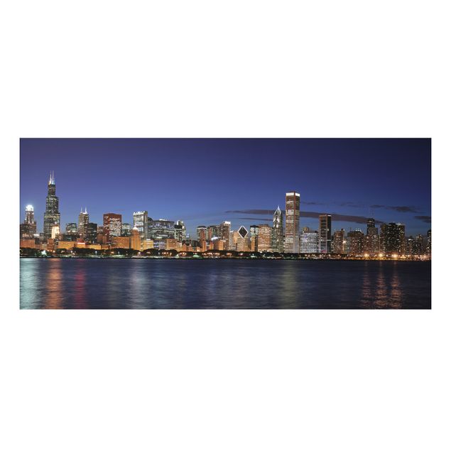 Quadro in alluminio - Chicago Skyline at night