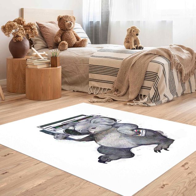 Tappeti moderni soggiorno Illustrazione - Koala con radio pittura
