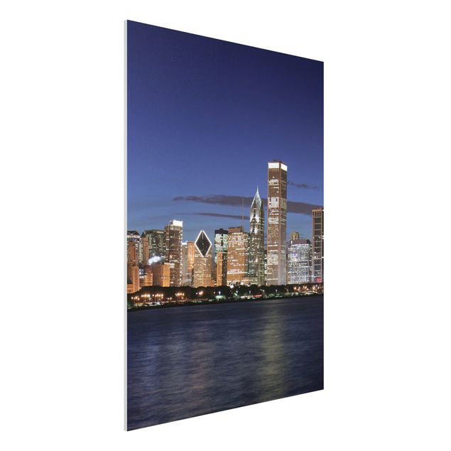 Quadro in forex - Chicago Skyline at night - Verticale 3:4
