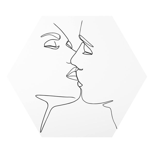 Esagono in forex - Line Art bacio Faces Bianco e nero