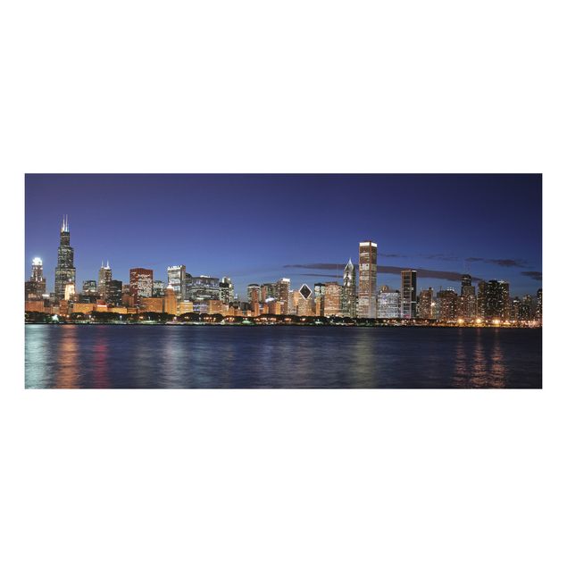 Quadro in forex - Chicago Skyline at night - Panoramico