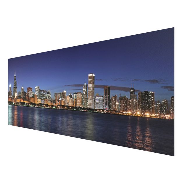 Quadro in forex - Chicago Skyline at night - Panoramico