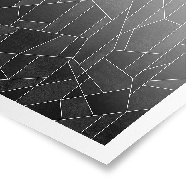 Poster - Bianco e nero geometrico Acquarello - Quadrato 1:1