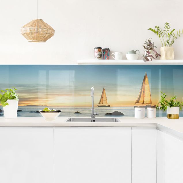 Rivestimenti cucina di plastica Barche a vela sull'oceano
