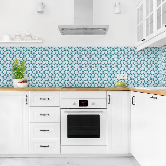 rivestimento adesivo cucina Piastrelle mosaico blu turchese