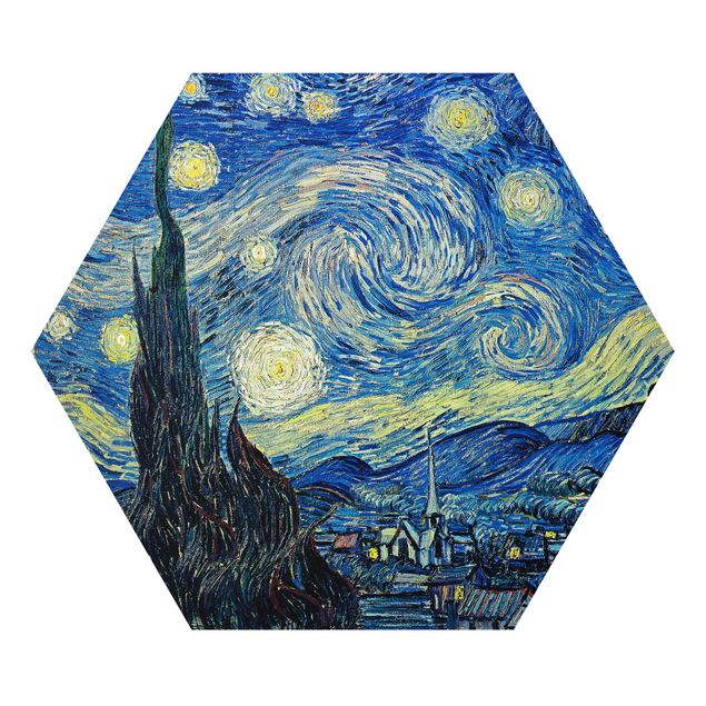 Esagono in Alluminio Dibond - Vincent Van Gogh - Notte stellata
